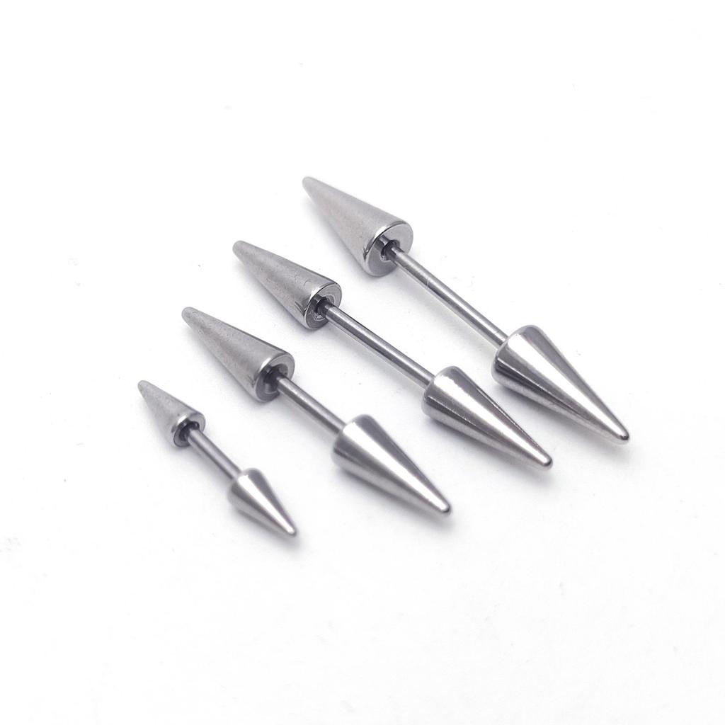 16G Stainless Steel Multi-Purpose Piercing: Ear, Tongue, Nipple - Sharp Cone Design