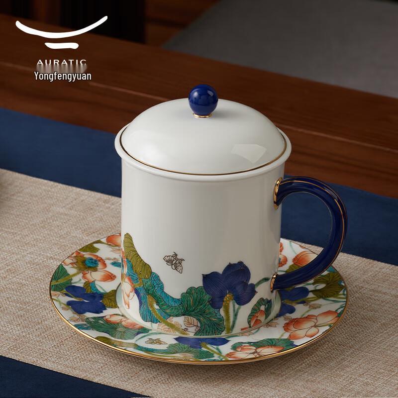 Yongfengyuan Auratic Happiness and Harmony 3-Piece Ceramic Lidded Cup