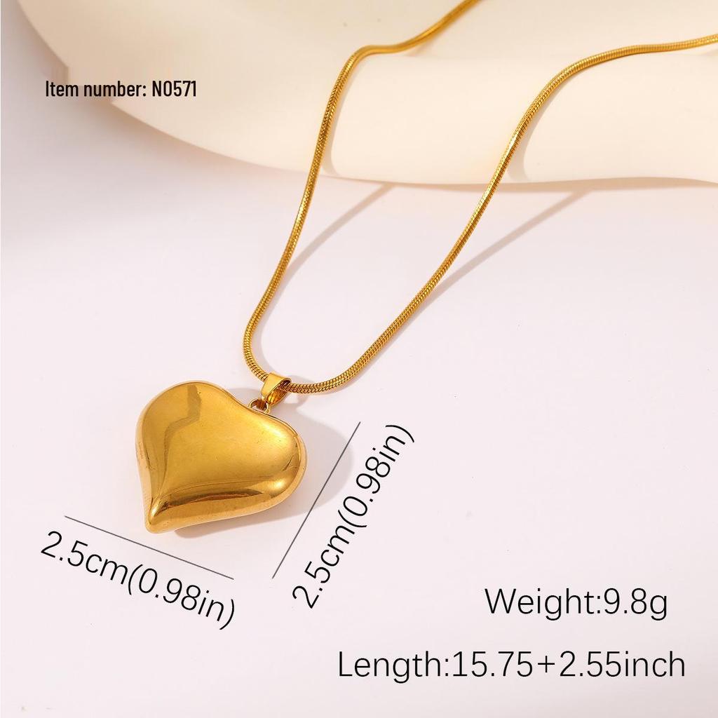 Minimalist Stainless Steel Necklace – Unisex Heart Pendant with Peach Texture On Titanium Steel Clavicle Chain