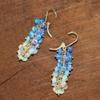 Multifire Blue Opal Cluster Earring, Fire Opal Beads Dangle Earring, Natural Opal Beaded Earring, Birthstone Jewelry for Women, Gift for Her