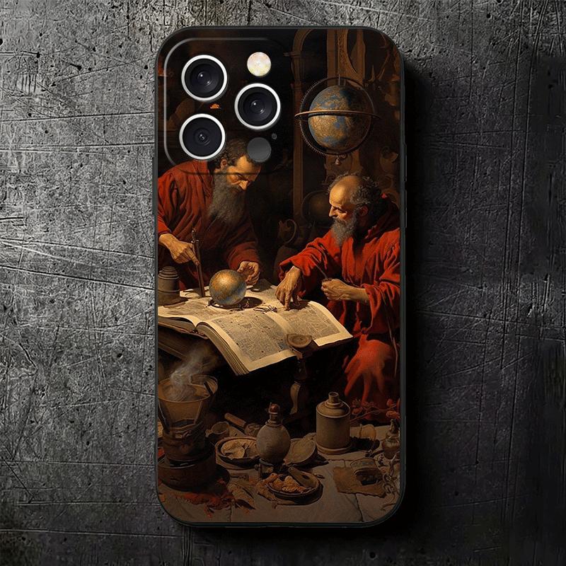Renaissance Ästhetik Kunst Malerei Weiche Handyhülle für iPhone 16 16E 17 Air 15 Pro Max 14 Plus 13 Mini 11 12 7 Schwarze Hülle Rückseite