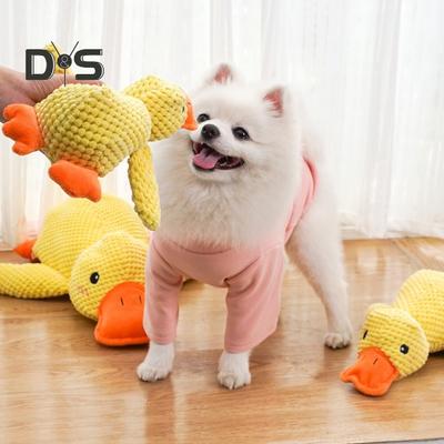 Beruhigendes Hundespielzeug mit Ente, Quacksalber-Ente, Haustierspielzeug, Plüsch-Quietsch-Ente, interaktives gelbes Enten-Zerr-Kauspielzeug für Welpen