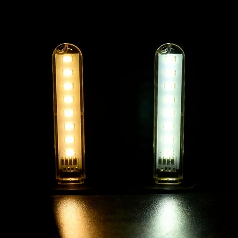 2/5PC 8 LED Mini Portable USB Lamp DC 5V Camping USB Lighting for PC Laptop Mobile Power Bank Gadget