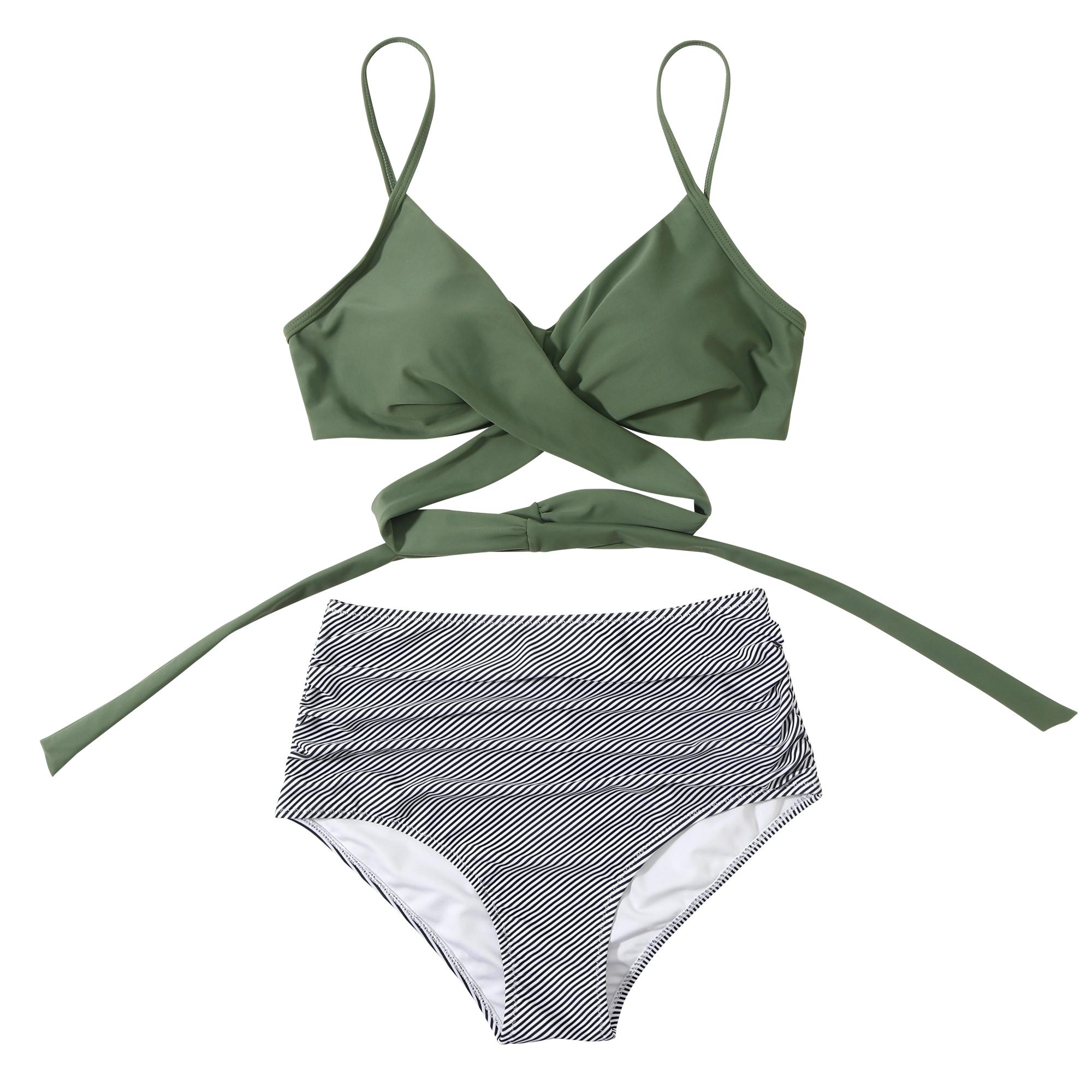 

Сексуальный комплект бикини с высокой талией 2025, купальники-бикини для женщин, двухсекционный купальник с цветочным принтом, пляжная одежда с V-образным вырезом, купальные костюмы для женщин XL