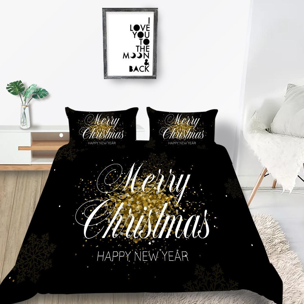 Quilt Cover Pillowcase Two Or Three-Piece Christmas Gift Series Polyester 3D Digital Printing