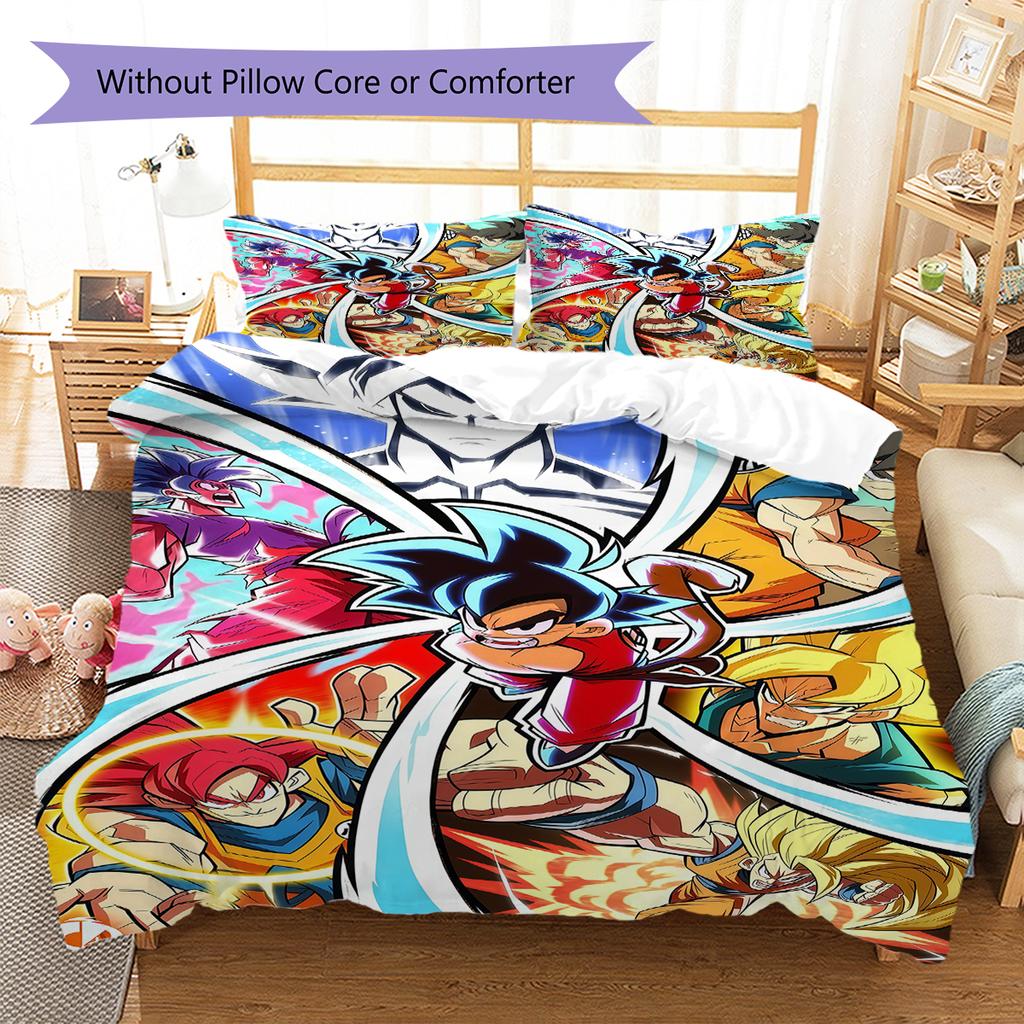 DRAGON BALL Pattern Bedding,Quilt Set Quilt Cover Pillowcase Home Birthday Gift (1 * Duvet Cover + 2 * Pillowcase, Without Core)