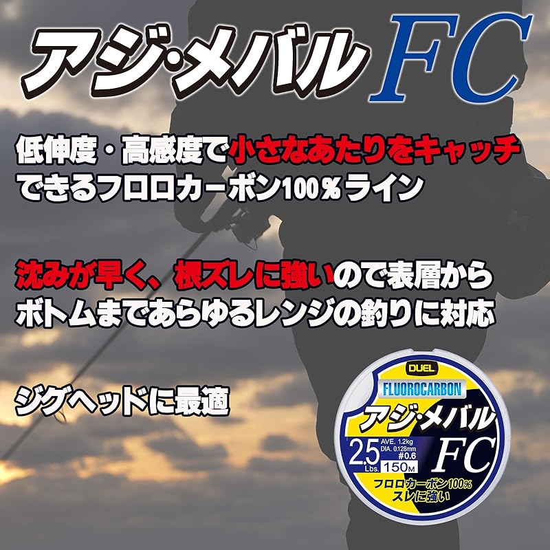 DUEL HARDCORE Fluorocarbon Line 4Lbs. HARDCORE Horse Mackerel/Mebaru FC 150m 4LbS. Natural Clear Horse Mackerel/Mebaru H3451