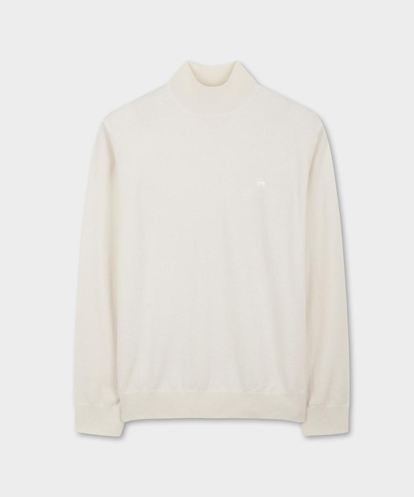 BROOKS BROTHERS Wool Cashmere Solid Half-Neck Sweater (Ivory) (Bbwumbf404)