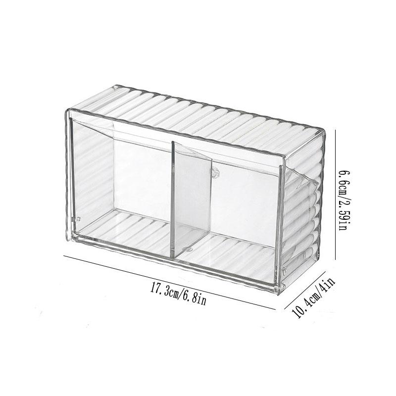 Wall Mounted Cushion Storage Organizer, Clear Stand Dispenser with 2 Compartments Bathroom Vanity Storage Jar for Cotton Swabs