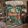 Wildlife Animals Theme Throw Blanket Custom Name Text Personalized Blanket Soft Cozy Blanket for Home Sofa Bed