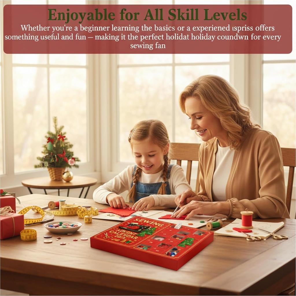 2025 Weihnachtskalender Advent 24 Tage Weihnachts-Advents-Countdown-Kalender Nähen Handgefertigt Geschenkbox für Nähbegeisterte