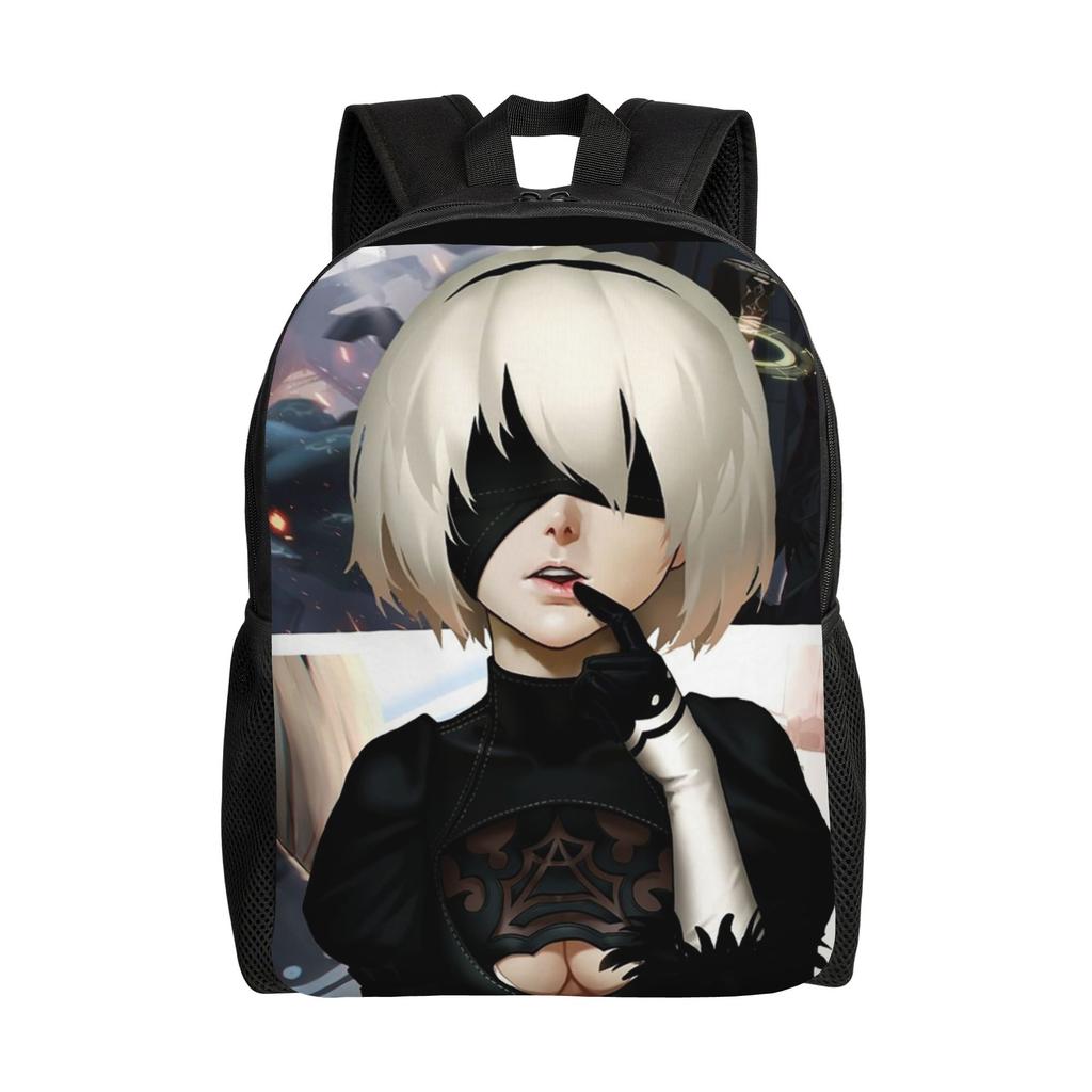 NieRs 2B Japan Ink AO DEN Backpack for Men Women Teenage High School Business Daypack Laptop Shoulder Bag with Pocket
