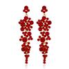 Luxury Flower Rhinestones Long Tassel Dangle Earrings Women Temperament Vintage Earring Fashion Jewelry Accessories Dinner Party