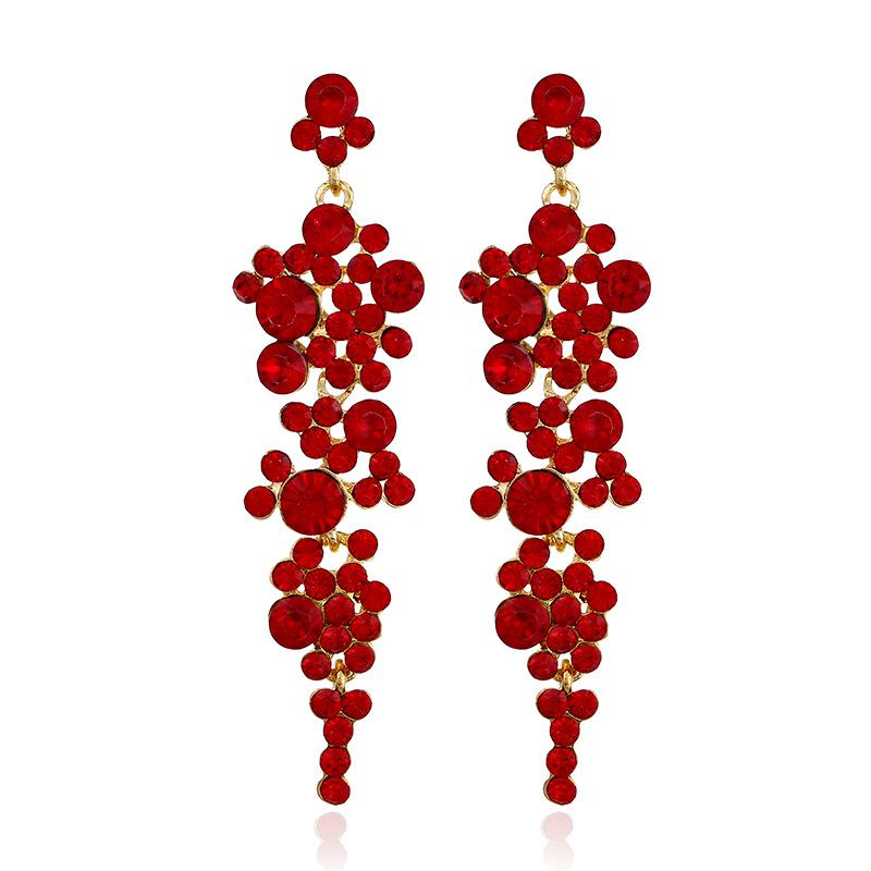 Luxury Flower Rhinestones Long Tassel Dangle Earrings Women Temperament Vintage Earring Fashion Jewelry Accessories Dinner Party