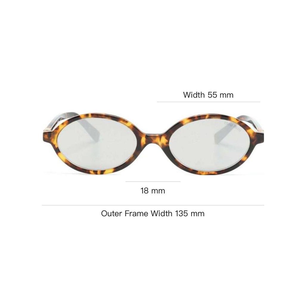 MIU MIU Regard Letter Logo Oval Sunglasses Women Sunglasses Tortoiseshell SMU04Z