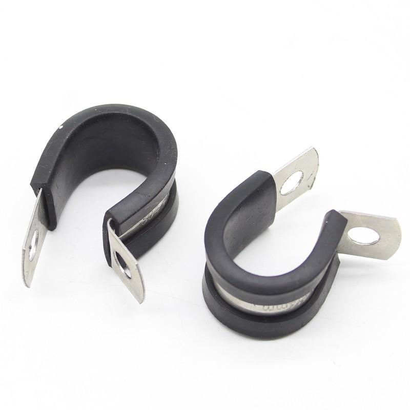 10Pcs/Lot 6MM-55MM 304 Stainless Steel Rubber Lined P Clips Cable Mounting Hose Pipe Clamp Mikalor