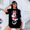 Vintage Disney Minnie Maus Grafik T-Shirt Damen Sommer Neu Locker Kurzarm T-Shirt Oversized Lässig Baumwolle Y2k Oberteile Streetwear