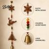 Festive Entrance Hall Decor Rustic Metal Christmas Elk Wind Chime, Xmas Hanging Ornament with Reindeer Holiday Atmosphere Door Hangers Snowflake Tree