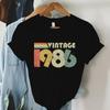 Vintage 1986 60th Birthday Print Tshirt Unisex Retro Casual Tee For Birthday Gift Daily Wear 1986 Limited Edition Tees