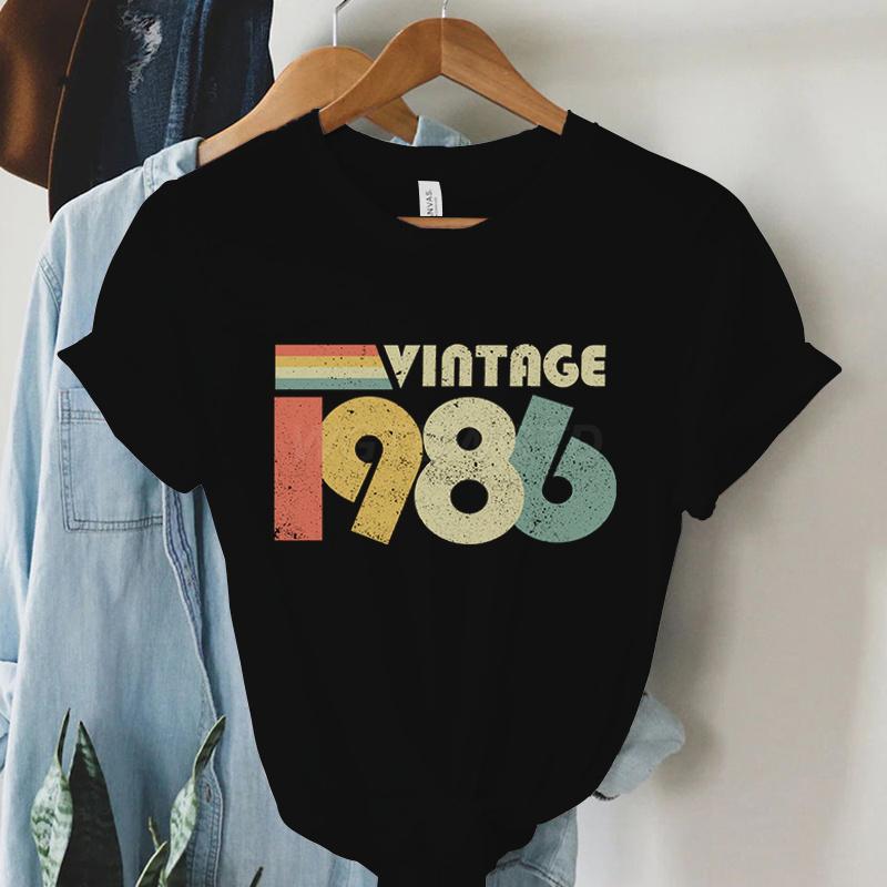 Vintage 1986 60th Birthday Print Tshirt Unisex Retro Casual Tee For Birthday Gift Daily Wear 1986 Limited Edition Tees