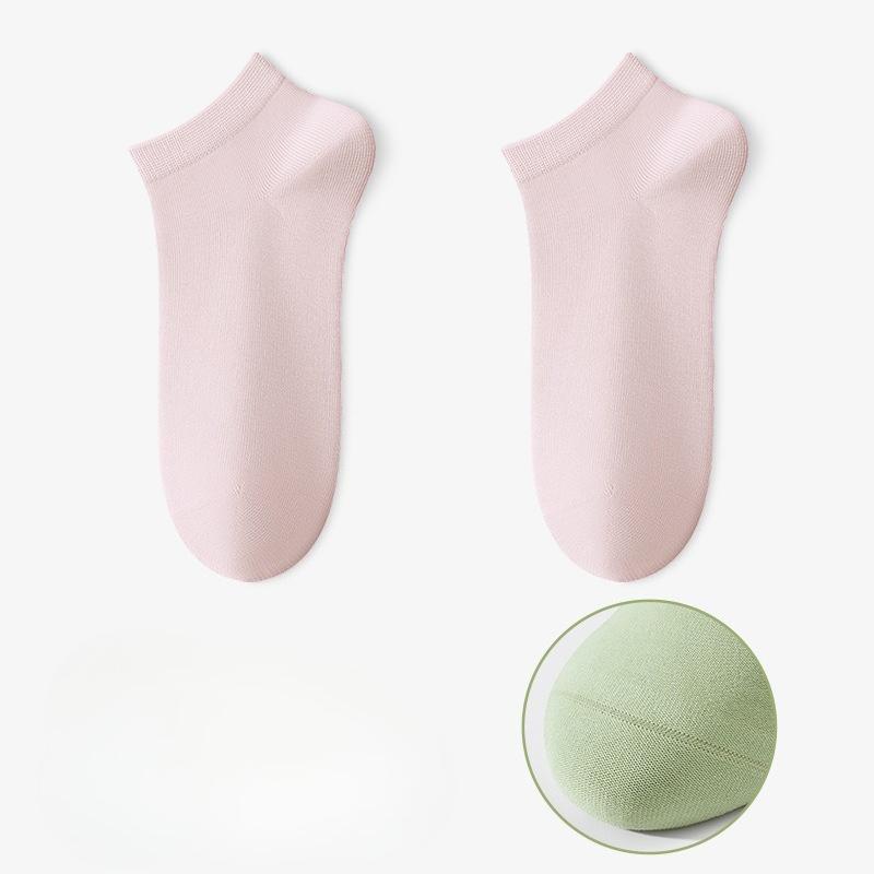 

Женские весенне-летние тонкие носки из чистого хлопка, антибактериальные, влагоотводящие, дезодорирующие, короткие 1 pair розовый