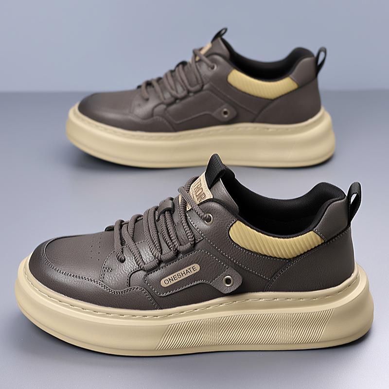 British Style Arrival Casual Leather Mens Board Shoes High Quality Fashion Thick Bottom Shoes Outdoor Non-Slip Walk Hiking Shoes