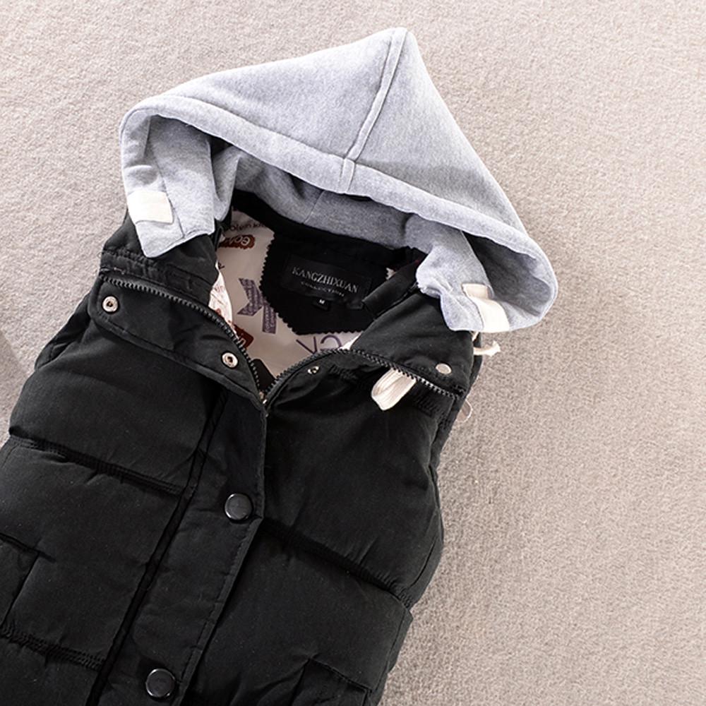 Damesvest Warm mouwloos jack Katoen Effen vest met capuchon voor bovenkleding