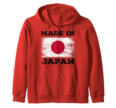 Made In Japan with Japan Flag Novelty Graphic Cool Design Zip Hoodie