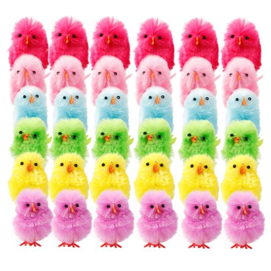 36Pcs Chick Figurines Hard To Fade Create Atmosphere Lightweight Pretty Easter Colorful Chicks Ornaments Gifts