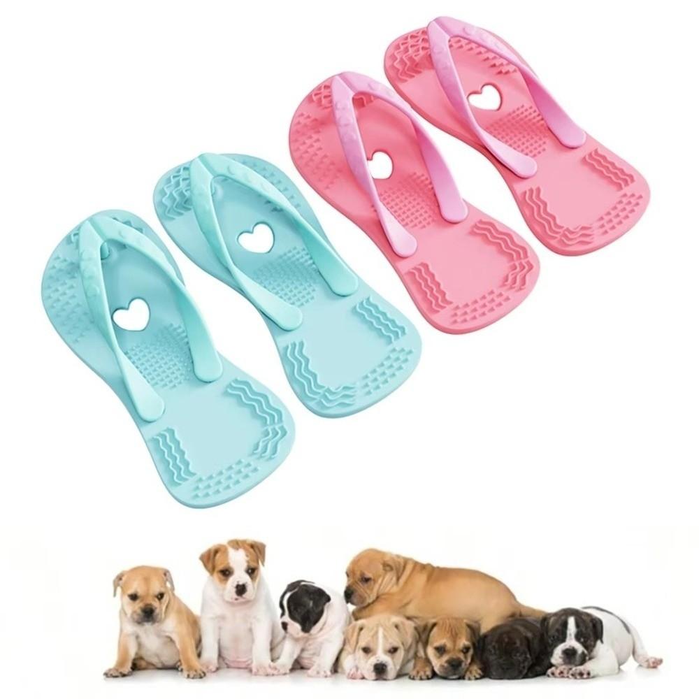 New Silicone Puppy Teething Toy Dental Health Anti-slip Texture Dog Chewing Toy Pink Blue Slippers Shaped Toy Boredom Relief