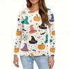 Modisches, lässiges Langarm-Oberteil mit Rundhalsausschnitt und Halloween-Print für Damen