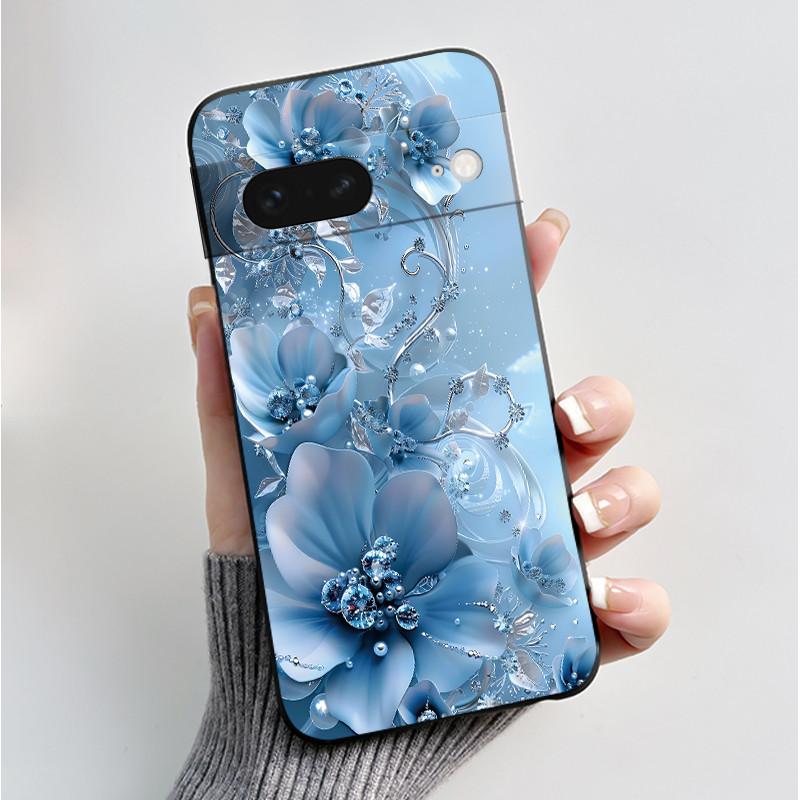 For Google Pixel 7 / Pixel 7 Pro Case Luxury Fashion Butterfly Flowers Black Soft TPU Silicone Back Cover Pixel7 7Pro Phone Case