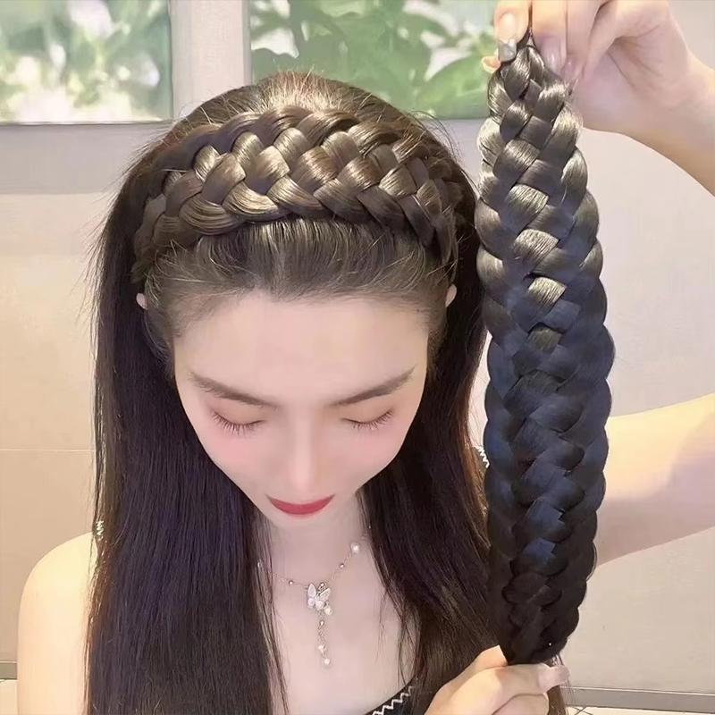 Perücke Geflochtene Stirnbänder für Frauen Fischgrätenmuster Breit Gedreht Haarband Handgefertigt Kopfreifen Haarband Styling Kopfbedeckung Accessoires Geschenk