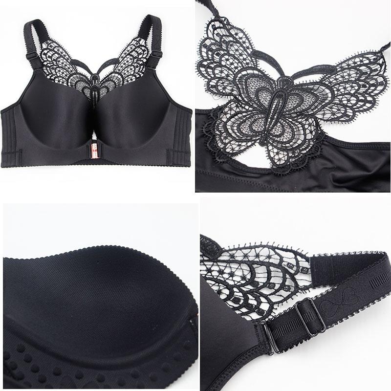 Women Push Up Bra Front Closure Butterfly Brassiere Backless Bralette Breast Seamless Bras