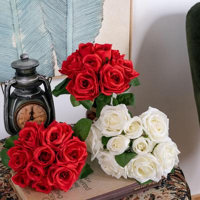 Artificial Rose Bouquet for Wedding Decoration - Fake Flowers with Greenery for Crafts & Decorative Flower Wall or Handheld Arrangement