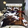 Brown And Black Cow Pattern Yak Leather Bedding Set With Washable Ultra-Fine Microfiber Duvet Cover, Soft And Comfortable