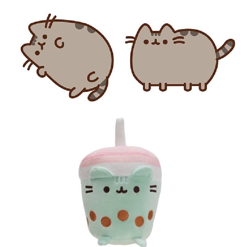 Cute Gray Fat Cat Plush Toy Doll Stuffed Animal Souvenir Cartoon Figure 20cm