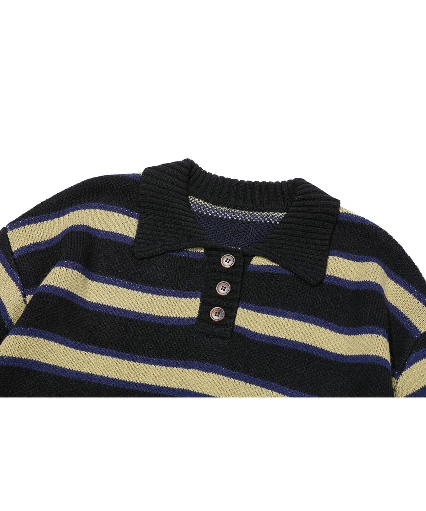 CPGN STUDIO Striped Rugby Knit Black