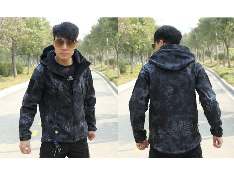 Men's Tactical Waterproof Camouflage Softshell Jacket - Warm Fleece Windbreaker for Outdoor Workwear