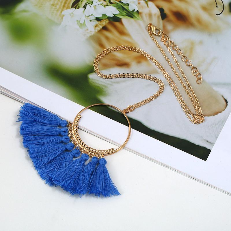 Stylish Pendant Tassel Necklace With Electroplate Finish For Summer Outfits