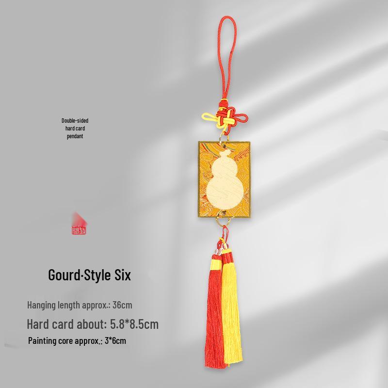Brocade Calligraphy Ornament: Mini National Style Xuan Paper Pendant - Cultural and Creative Fortune Card Gift