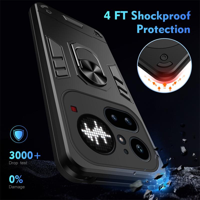 Military Grade Case for Nothing Phone 4A Pro Protective Cover Shockproof Ring Stand Holder Fundas Coque