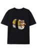 Sushi Cat Print Tshirt Playful Illustratio Oversized Round Neck Short Sleeve Creative Funny Loose Fit Unisex Summer Top