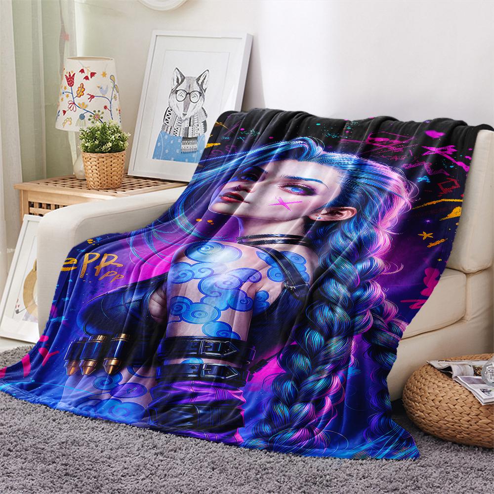 1PC Jinx Print Flannel Blanket, High quality All Seasons, Home Decor, Warmth and Comfort, Perfect for Christmas Gifts
