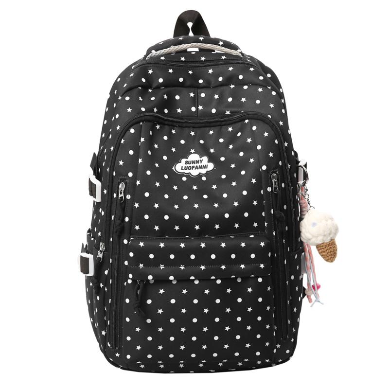 Рюкзак с принтом в горошек, студенческий, легкий, школьный, большой вместимости