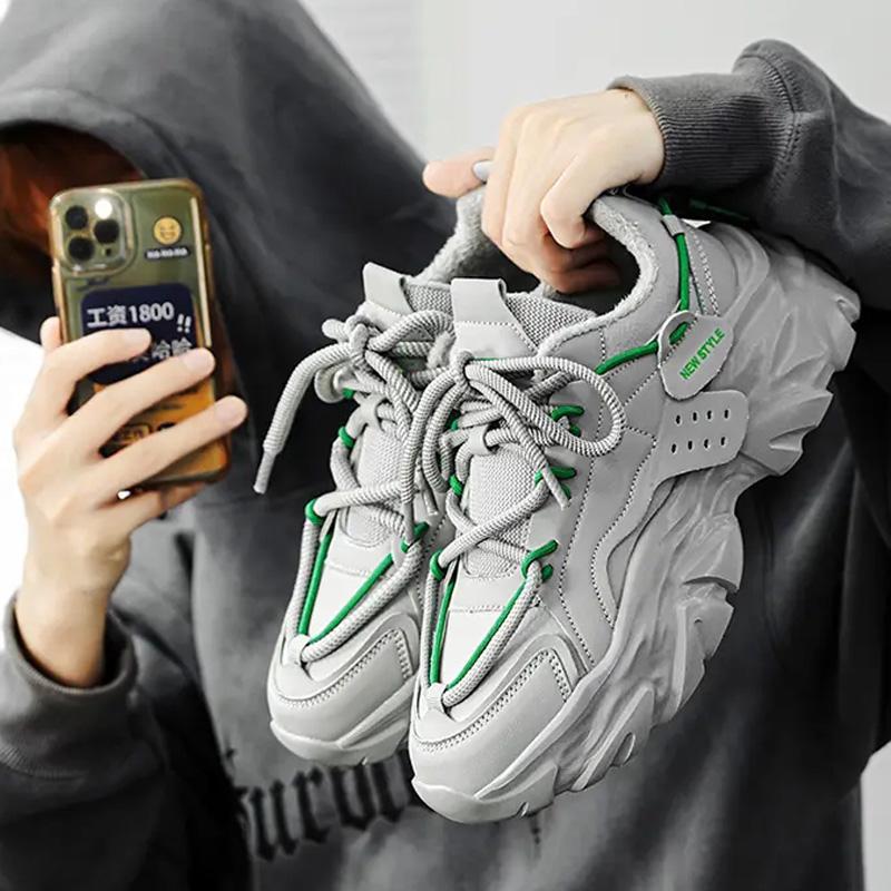 Fashion Plus Velvet Sneakers Men's Warm Constant Temperature and Cold-proof Casual Shoes Comfortable Lace-up Outdoor Sneakers