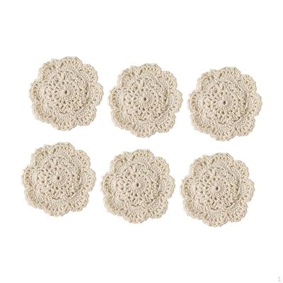 6 Pieces Cotton Crocheted Coasters Table Mats Place Mat Hand Crochet Placemat for Party