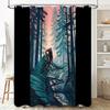 Mountain Bike Shower Curtain Nature Forest Scenic Outdoor Adventure Sports Gym Decor Waterproof Bathroom Fabric