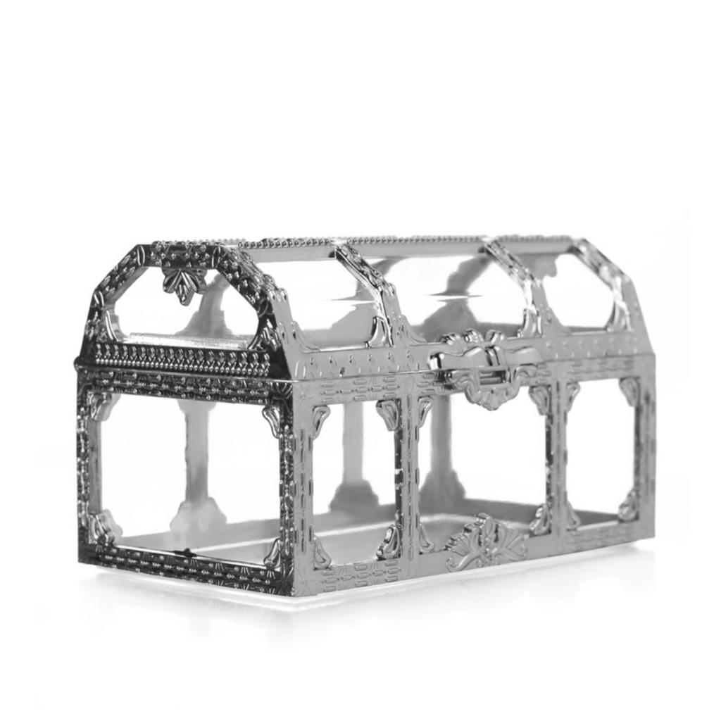 1 pièce Boîte à bonbons dorée ajourée style européen, Boîte d'invités de mariage créative, Argent