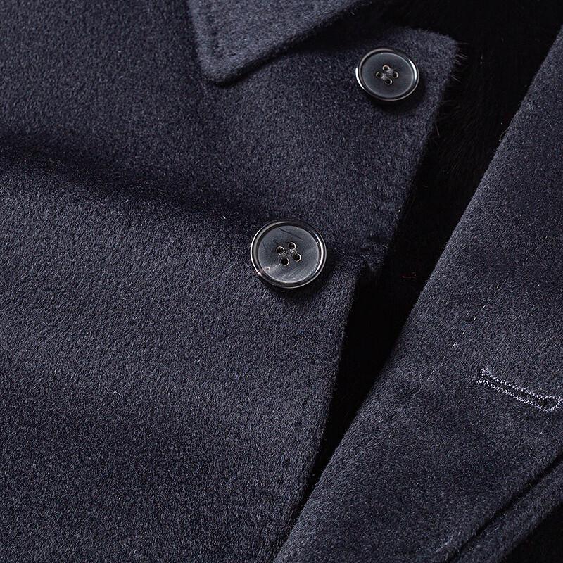 FAPAI Men's Detachable Pure Cashmere Lined Overcoat